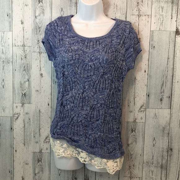 INC Asymmetrical Pointelle-Knit Lace-Hem Large - Picture 1 of 7